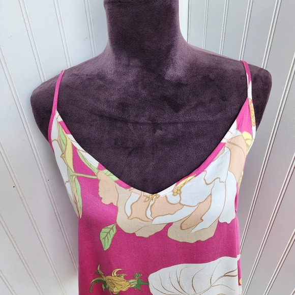 NWT Cynthia Rowley Womens Tank Top Womens Floral Loose Pink Tan White Rayon Sz M - Picture 4 of 11